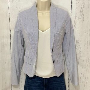 Express Summer Blue and White Striped Two buttons Blazer Size 00 Pre-Owned